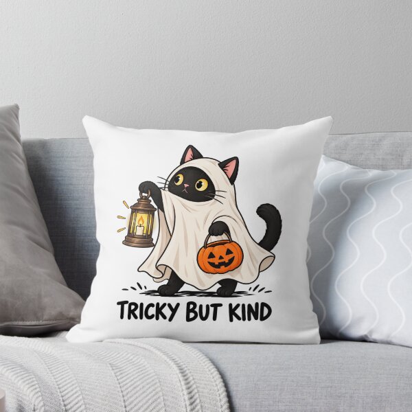 Item preview, Tricky But Kind – Cute Black Cat Ghost Halloween Design designed and sold by THROUGH-LIFE.