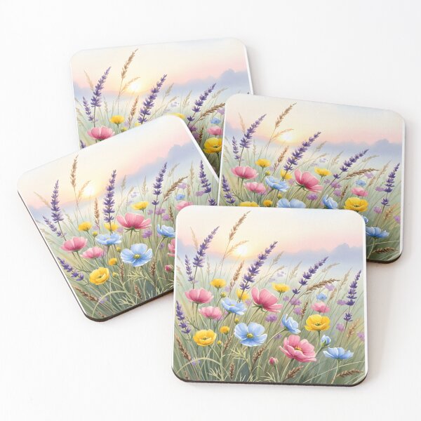 Item preview, Sunrise Wildflower Field with Lavender and Poppies designed and sold by VelloomStore.