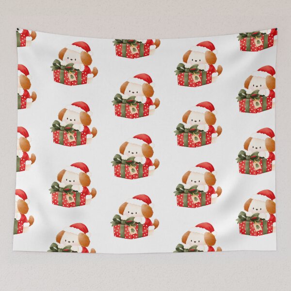 Item preview, Cute Santa Puppy Peeking Out of a Christmas Gift Box designed and sold by mmkn.art.