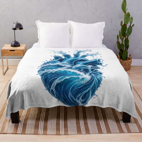 Item preview, Ocean Wave Heart – Blue Water Anatomical Heart Fantasy Art designed and sold by The Happiness Market .