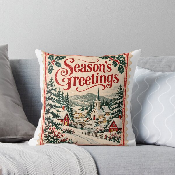 Item preview, Season's Greetings Vintage Postage Stamp Snowy Village designed and sold by victorsuarez.