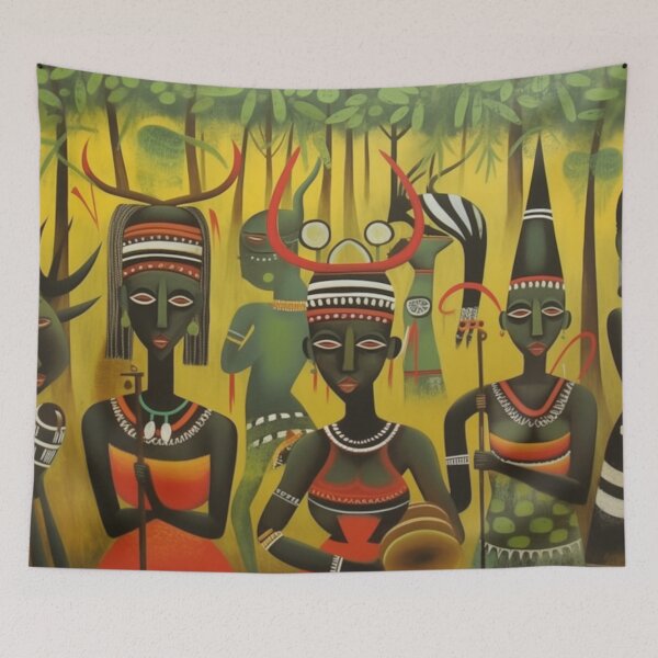 Item preview, Gabon African Art – Afrocentric Tribal Figures & Contemporary Abstract Design designed and sold by GSizzle1.