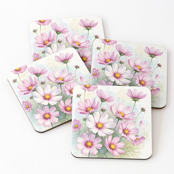 Item preview, Pink Cosmos Flowers Bouquet with Falling Petals designed and sold by VelloomStore.
