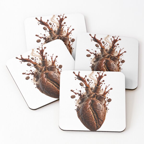 Item preview, Exploding Coffee Bean Heart – Espresso Fantasy Art designed and sold by The Happiness Market .
