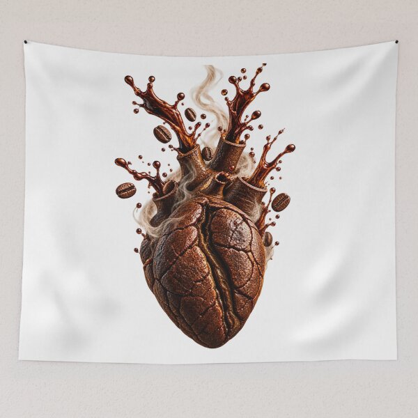 Item preview, Exploding Coffee Bean Heart – Espresso Fantasy Art designed and sold by The Happiness Market .