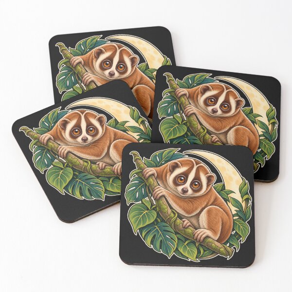 Item preview, Moonlit Slow Loris Among Tropical Jungle Leaves designed and sold by SimplerrrHQ.