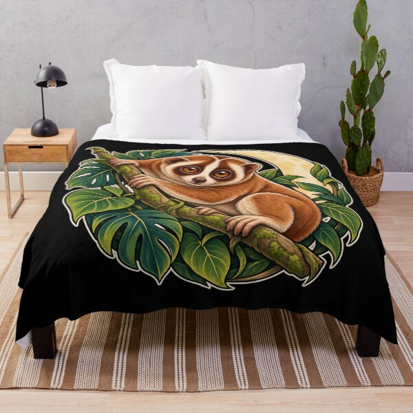 Item preview, Moonlit Slow Loris Among Tropical Jungle Leaves designed and sold by SimplerrrHQ.