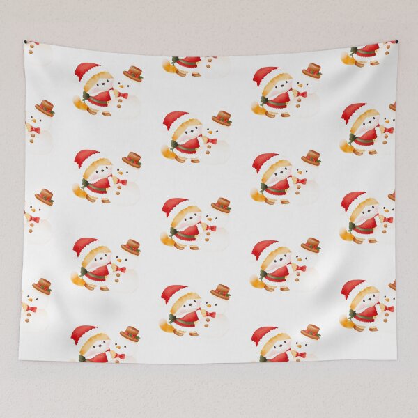 Item preview, Cute Orange Cat Hugging a Snowman at Christmas designed and sold by mmkn.art.