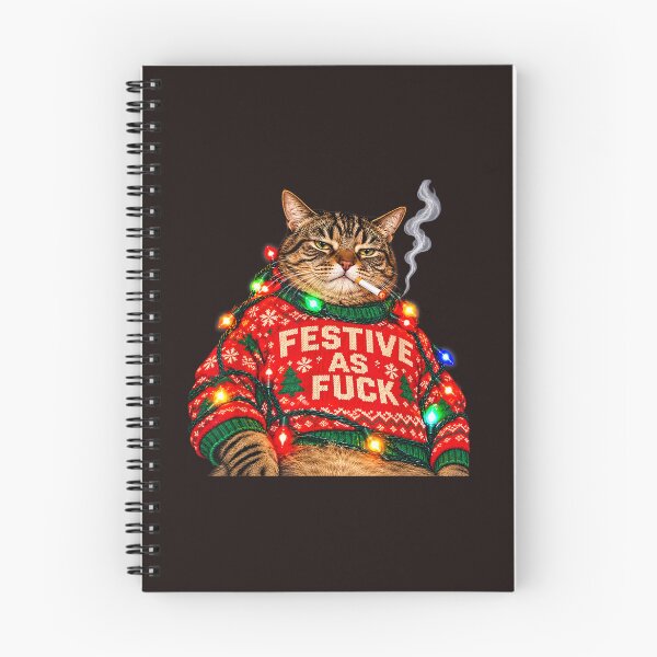 Item preview, Festive As Fuck Cat Smoking Xmas Lights Ugly Christmas designed and sold by mari-kayden.