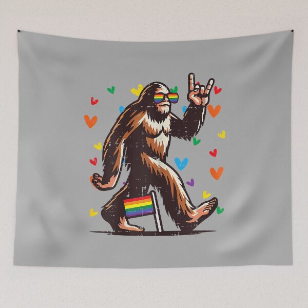 Item preview, Gay Pride Month Bigfoot Sasquatch LGBTQ Ally Rainbow Men designed and sold by ArleneRowe.