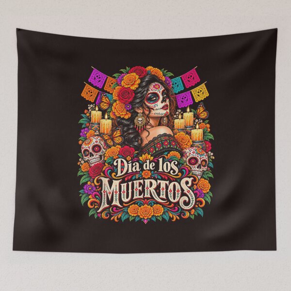 Item preview, Dia de los Muertos Sugar Skull Catrina Marigold Floral designed and sold by mari-kayden.