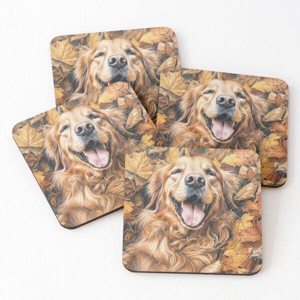 Item preview, Golden Retriever in Autumn Leaves – Cozy Fall Dog Illustration designed and sold by UUniqueIImprint.