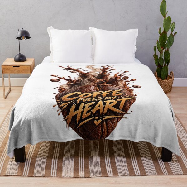 Item preview, Coffee Fuels My Heart – Exploding Coffee Bean Heart Art designed and sold by The Happiness Market .