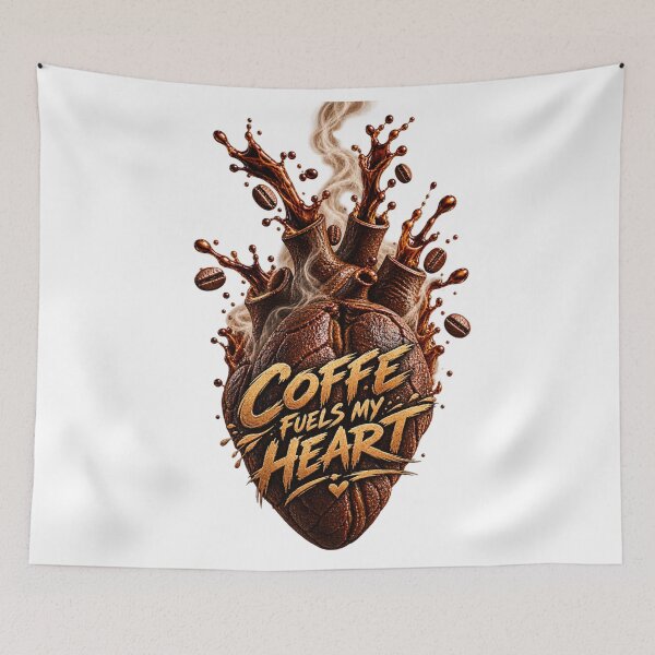 Item preview, Coffee Fuels My Heart – Exploding Coffee Bean Heart Art designed and sold by The Happiness Market .