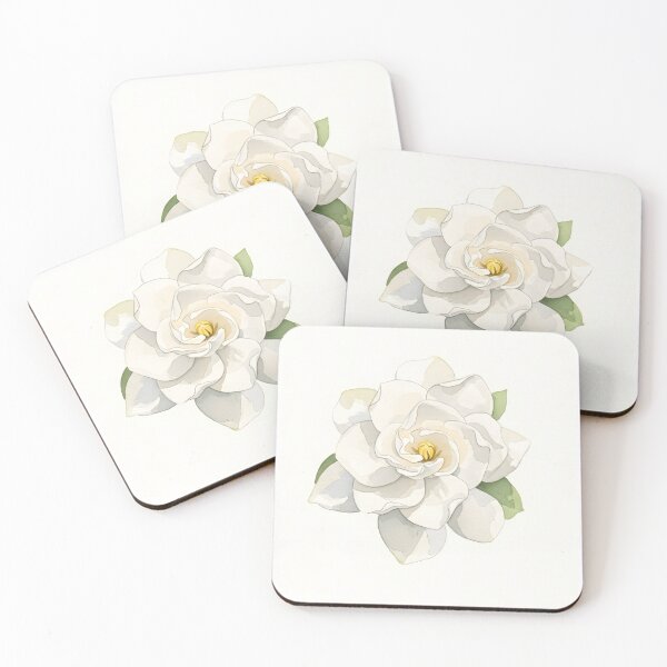 Item preview, Minimal White Gardenia Flower Watercolor Painting designed and sold by VelloomStore.
