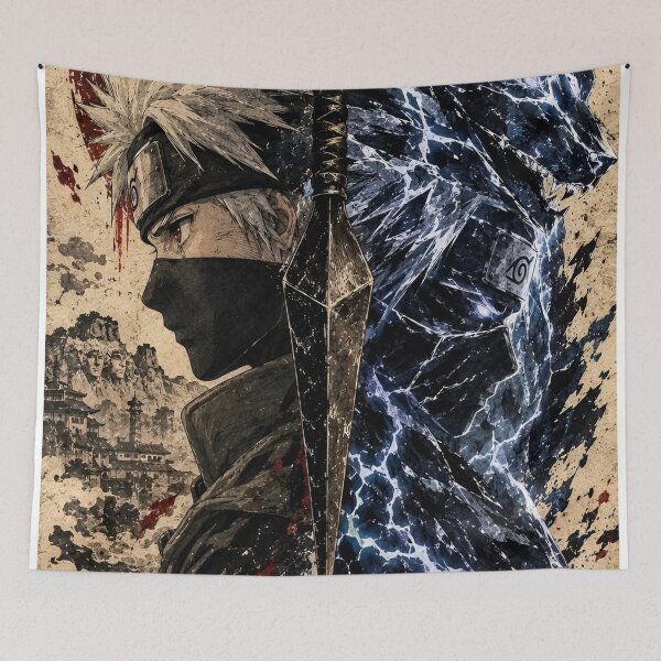 Item preview, Dark Shinobi Warrior and Blue Lightning Wolf Spirit Fantasy Art designed and sold by Dyan4.