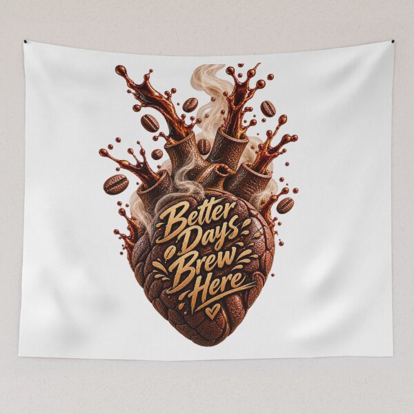 Item preview, Good Things Brew Here – Coffee Bean Heart and Espresso Smoke Art designed and sold by The Happiness Market .