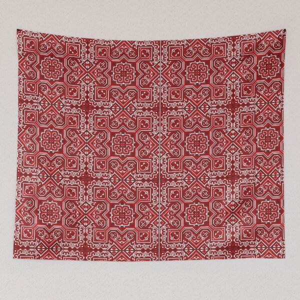 Item preview, Hmong embroidery patterns red velvet  designed and sold by Jassicaxyooj.