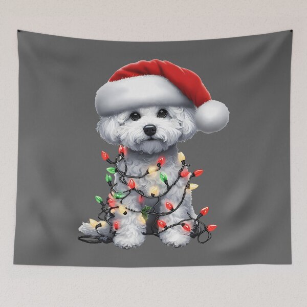 Item preview, Amazing Christmas Lights Santa Dog Bichon Frise designed and sold by KristineLi.