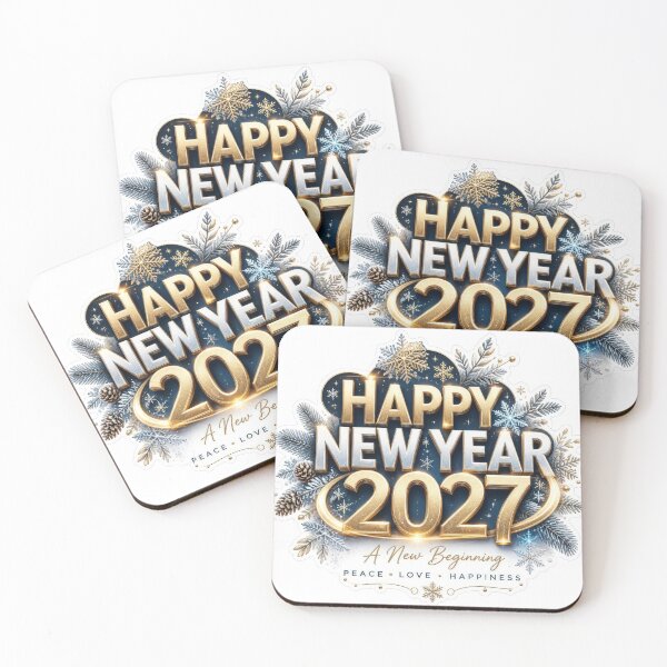 Item preview, Happy New Year 2027 – Snowfall Typography Sticker designed and sold by Spirit of Siam.