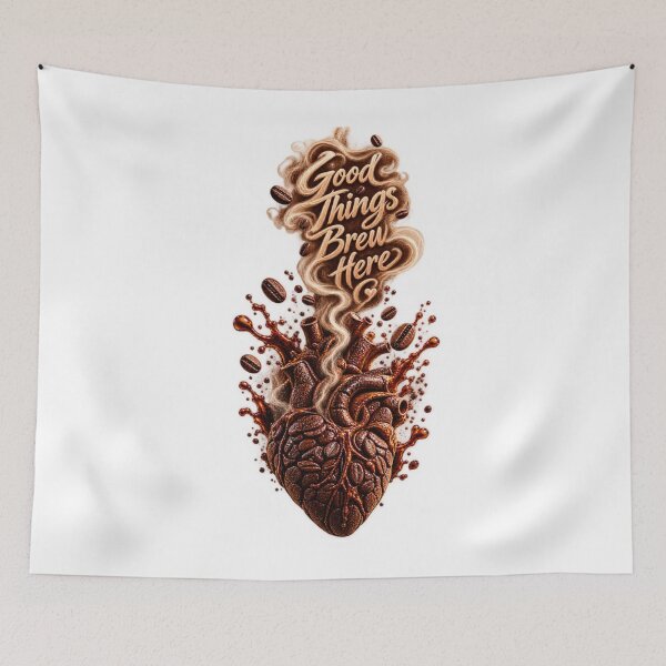 Item preview, Coffee in My Veins – Anatomical Coffee Bean Heart Art designed and sold by The Happiness Market .