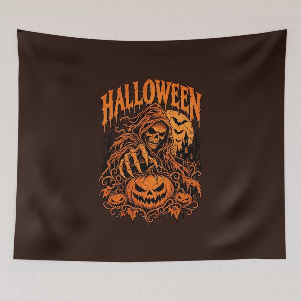 Item preview, Vintage Gothic Halloween Grim Reaper Pumpkin Art designed and sold by DIB Designs – Express Your Style.