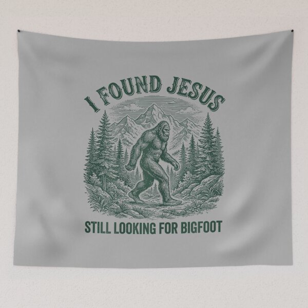 Item preview, Retro I Found Jesus Still Looking Bigfoot Christian designed and sold by ArleneRowe.