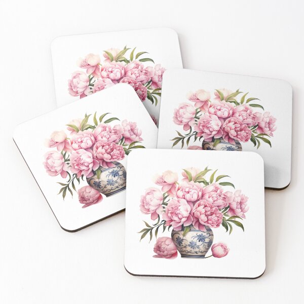 Item preview, Pink Peony Vase | Elegant Floral Aesthetic Art designed and sold by Mandayartstudio.