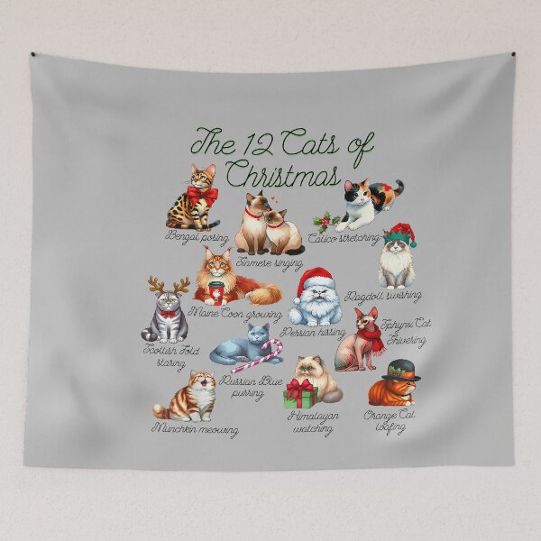 Item preview, 12 Cats Of Christmas Kitten Xmas Cat Love Men Women Kid designed and sold by mjohnson9.