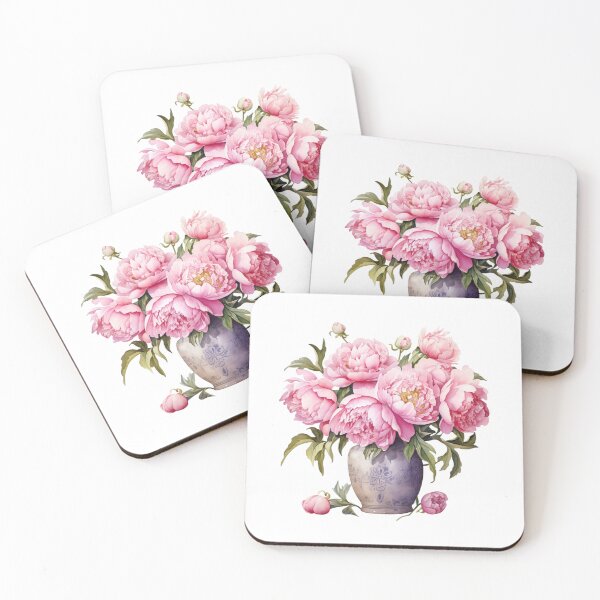 Item preview, Pink Peony Vase | Elegant Floral Aesthetic Art designed and sold by Mandayartstudio.