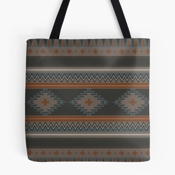 Item preview, Tribal Geometric Pattern in Cozy Colors of Charcoal Grey, Rust Orange, Slate Blue and Taupe designed and sold by Kelly Dietrich Mandalas & Colorful Patterns.