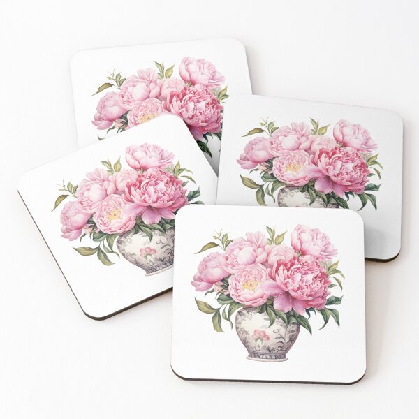 Item preview, Pink Peony Vase | Elegant Floral Aesthetic Art designed and sold by Mandayartstudio.