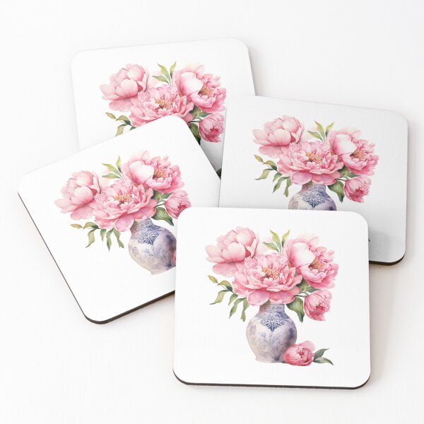 Item preview, Pink Peony Vase | Elegant Floral Aesthetic Art designed and sold by Mandayartstudio.