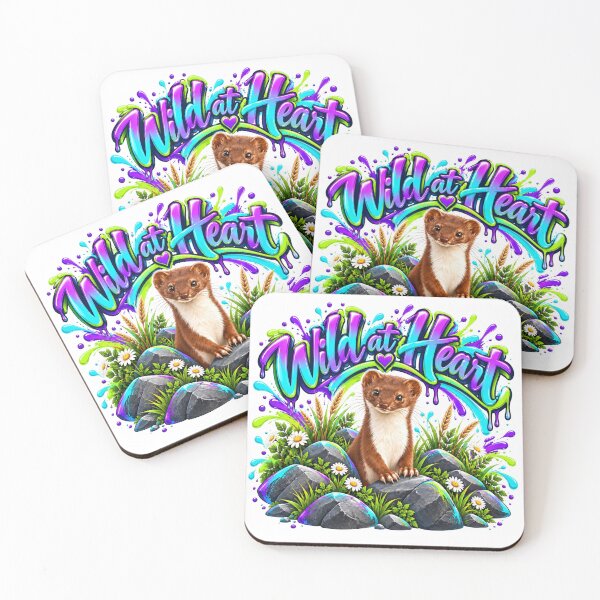 Item preview, Wild at Heart – Cute Weasel Neon Graffiti Wildlife Art designed and sold by DansCreations42.