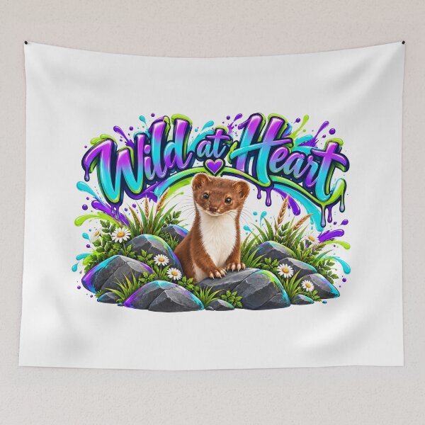 Item preview, Wild at Heart – Cute Weasel Neon Graffiti Wildlife Art designed and sold by DansCreations42.