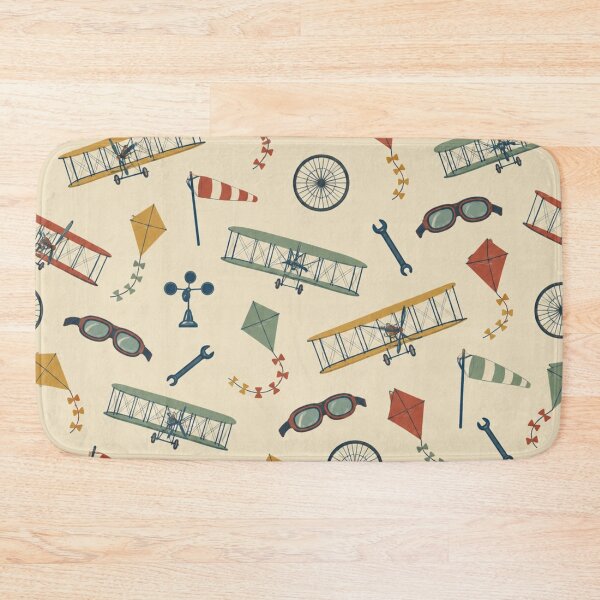 Item preview, Wright Brothers Pattern | Early Flying Machines, Biplane Gliders, Box Kites and Pilot Goggles on Cream designed and sold by NominalSystems.