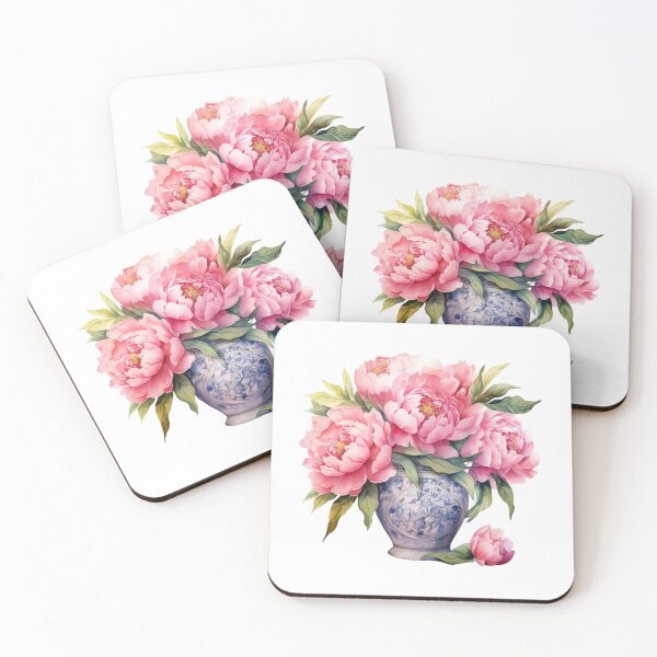 Item preview, Pink Peony Vase | Elegant Floral Aesthetic Art designed and sold by Mandayartstudio.