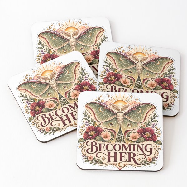 Item preview, Becoming Her Moth Sticker – Botanical Feminine Transformation Art designed and sold by CoquetteLunaCo.