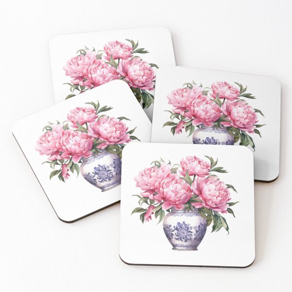 Item preview, Pink Peony Vase | Elegant Floral Aesthetic Art designed and sold by Mandayartstudio.