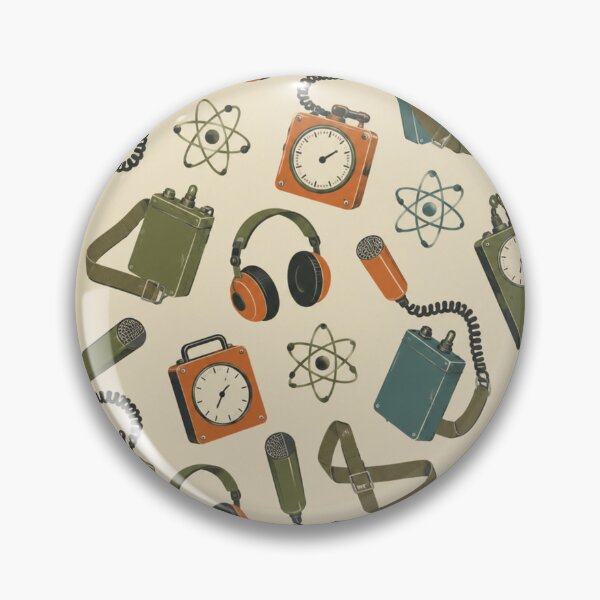 Item preview, Geiger Counter Pattern | Atomic Age Radiation Meters, Headphones and Atom Diagrams on Cream designed and sold by NominalSystems.