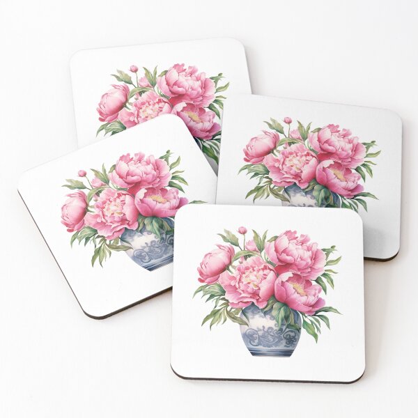 Item preview, Pink Peony Vase | Elegant Floral Aesthetic Art designed and sold by Mandayartstudio.