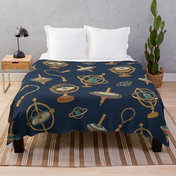 Item preview, Gyroscope Pattern | Brass Gimbal Gyroscopes, Spinning Tops and Orbit Rings on Navy designed and sold by NominalSystems.