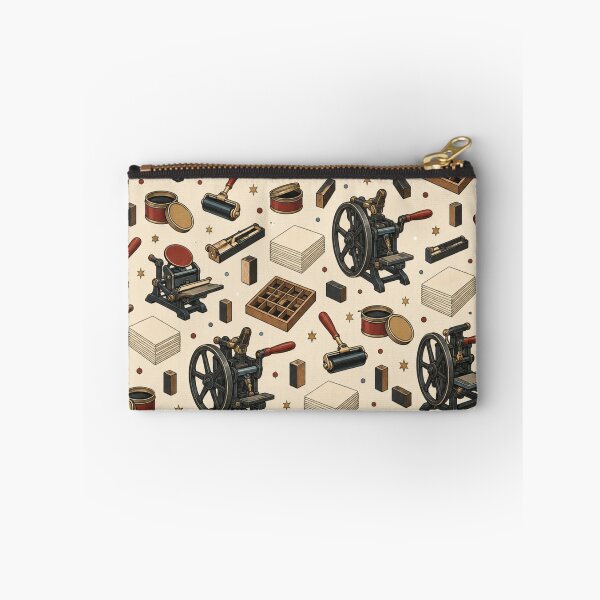 Item preview, Printing Press Pattern | Antique Letterpress Machines, Ink Brayers, Type Cases and Paper Stacks on Cream designed and sold by NominalSystems.