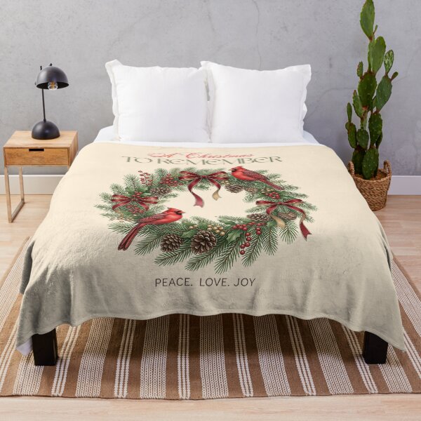 Item preview, A Christmas to remember artwork. Christmas Wreath with Red Cardinals Botanical Wall Art Print designed and sold by Echala.