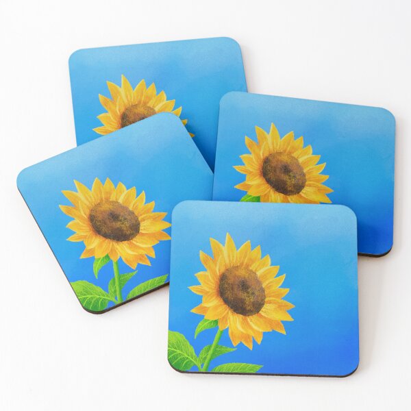 Item preview, Bright Yellow Sunflower Against a Blue Background designed and sold by tammist.