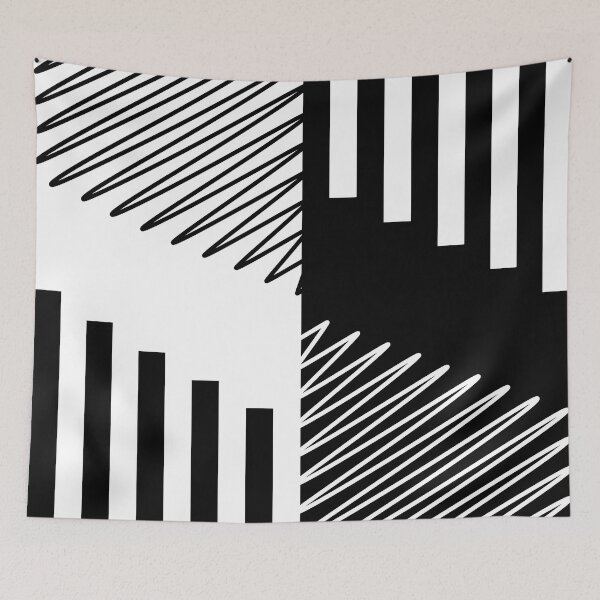 Item preview, Black and white stripes and scribbles preppy pattern designed and sold by fluffyfamcraft.