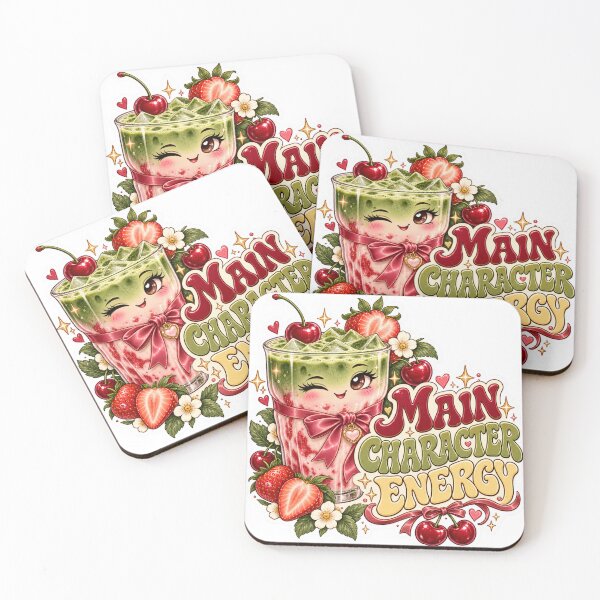 Item preview, Main Character Energy Strawberry Matcha Cute Sticker designed and sold by CoquetteLunaCo.