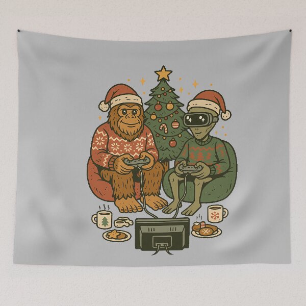 Item preview, Alien Christmas Bigfoot Festive Gamer Cozy Holiday Design_2 designed and sold by mjohnson9.