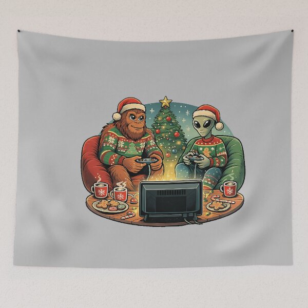Item preview, Alien Christmas Bigfoot Festive Gamer Cozy Holiday Design designed and sold by mjohnson9.