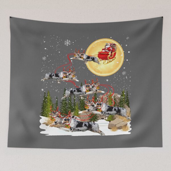 Item preview, Australian Shepherd Reindeer Christmas Dog Riding Santa Xmas designed and sold by KristineLi.